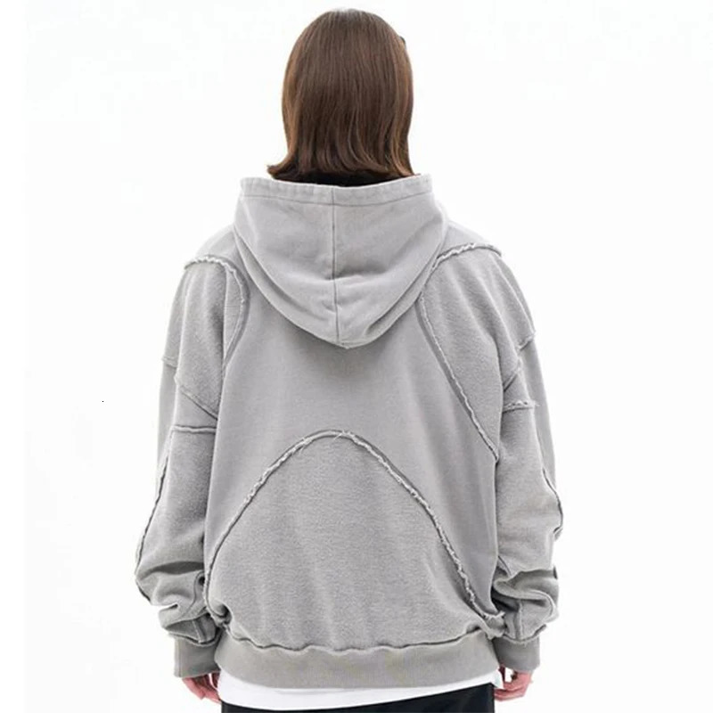 2024 Winter Hip Hop Splicing Retro Hoodie Sweater Old Warm Creative Outdoor 241212
