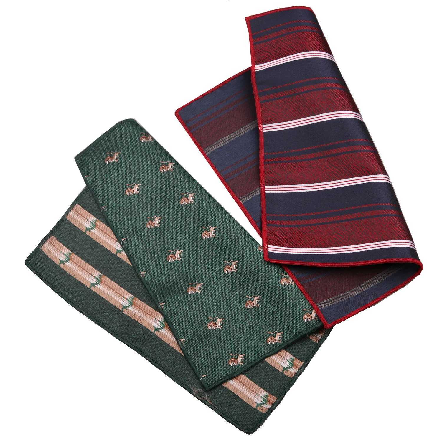 23 * 23CM Luxury Mens Handheld Flower Striped Flower Hanji Polyester Hanji Business Red Pocket Square Chest Towel Wedding W241213