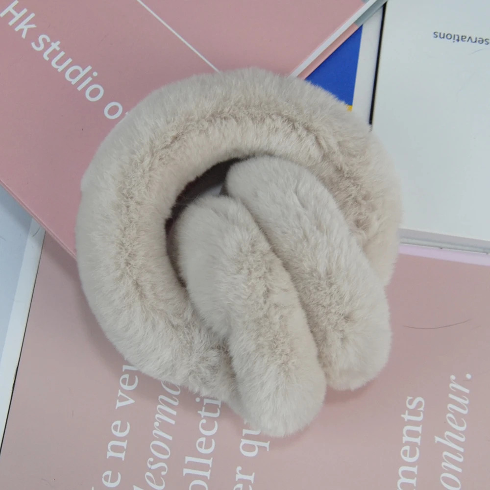 Real Rex rabbit fur earmuffs for women rabbit fur earmuffs Christmas gifts plush earmuffs winter warm earmuffs unisex style 241211