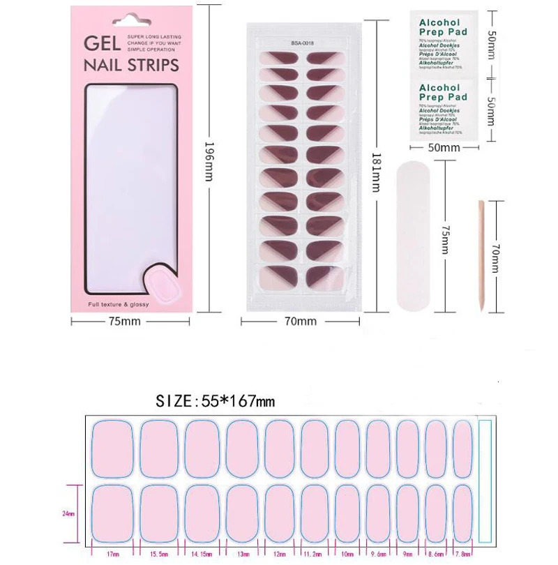Gel Nail Sticker Durable Nail Strips Handmade Nail Decoration Full Cover Adhesive Press the tip of the false nail 241205
