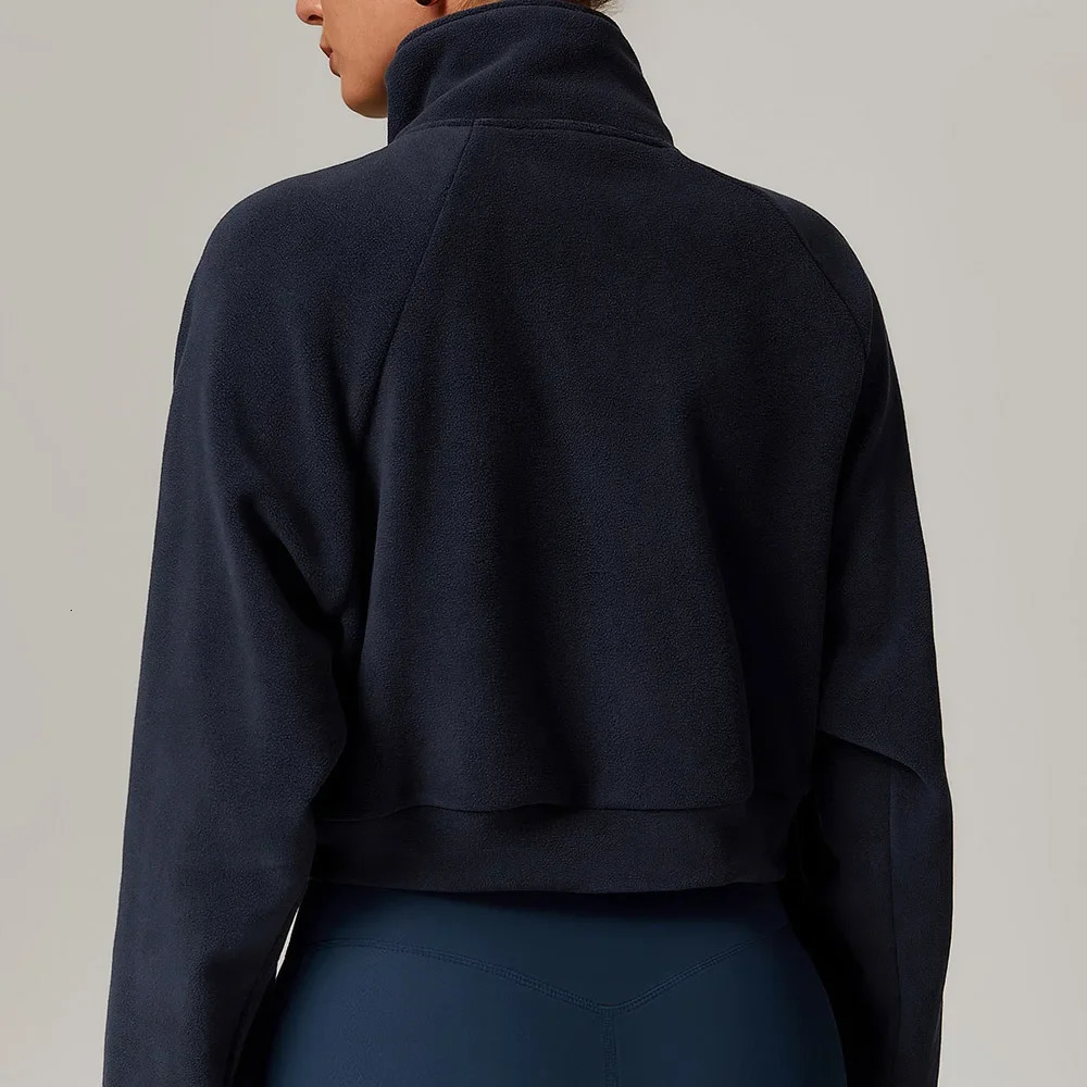 Outdoor Autumn winter Fleece Standing collar Lamb Thick Warm Coat Polar Workout Sportswear Clothing Fitness Training Top 241213