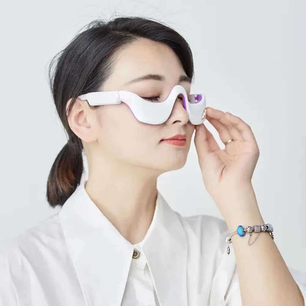 EMS Micro Current Eye Vibration Massager Eyewear Heating Therapy Eye Beauty Device Relieves Eye Fatigue Fades Anti Dark Circle W241213