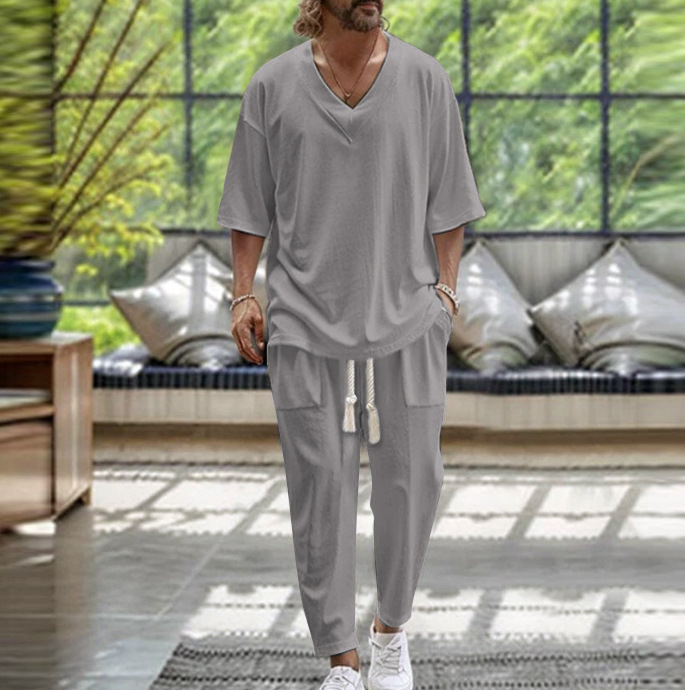 Casual Summer Men Sports Tracksuit Fashion Business Short Sleeved And Trousers Luxury Two Piece Sets Outfits Clothing Clothes Plus size S-2XL Designer