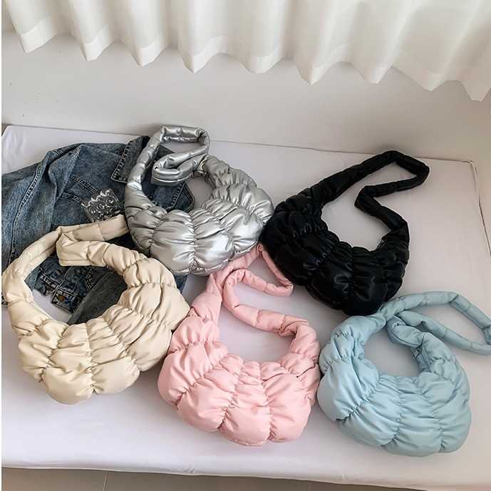 Kesong Bag new crossbody bag cow horn bag folded large capacity cloud bag shoulder bag dumpling bag half moon bag
