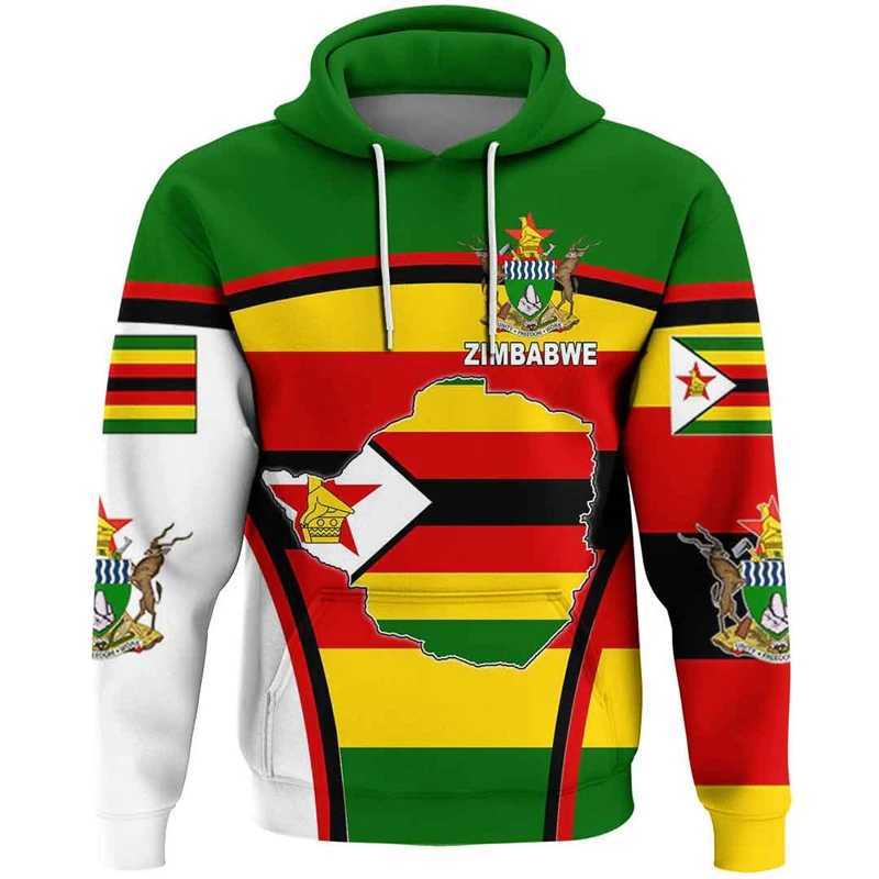 Zimbabwe flag map graphic sports shirt emblem hoodie mens AFrican boys hoodie casual mens Jersey top W241213