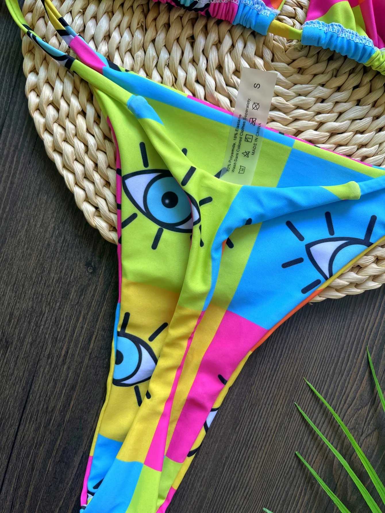 RUOTONSEPT New Sexy Print Bandage Bikini Set Womens Swimsuit Two-piece Triang Halter Swimwear Bathing Suit Brazilian BiquinisXJ241212
