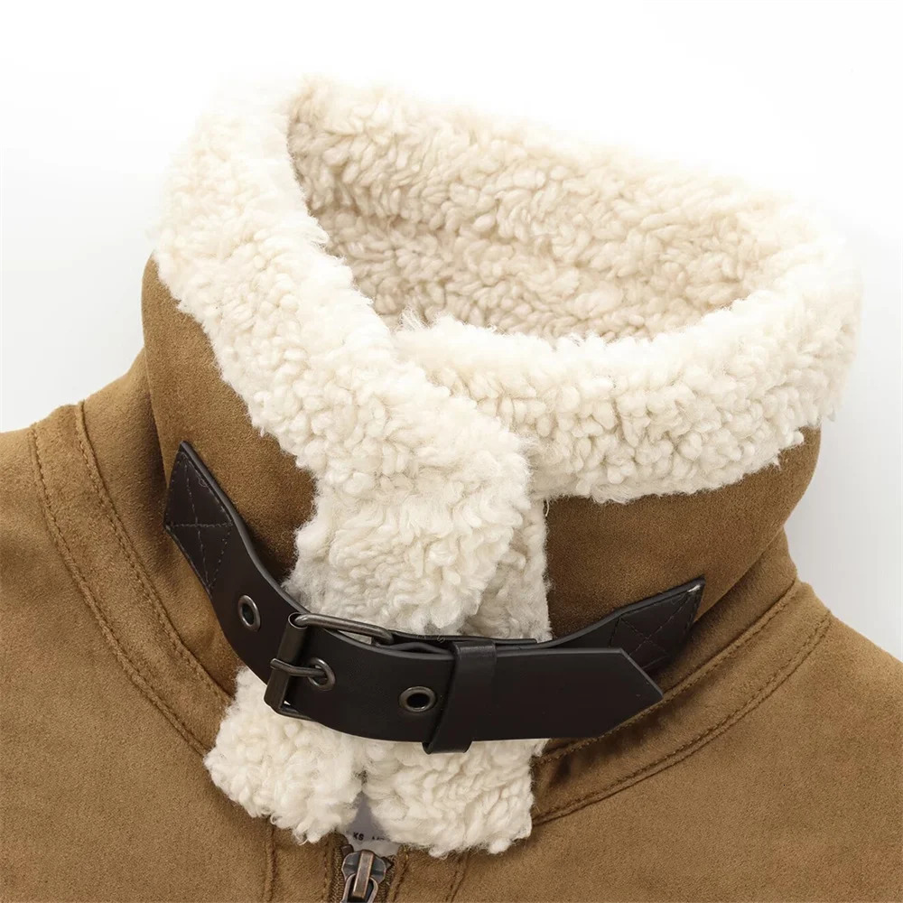 UNIZERA womens wool paired with long sleeved doublesided jacket autumn and winter items lapel warm 241211