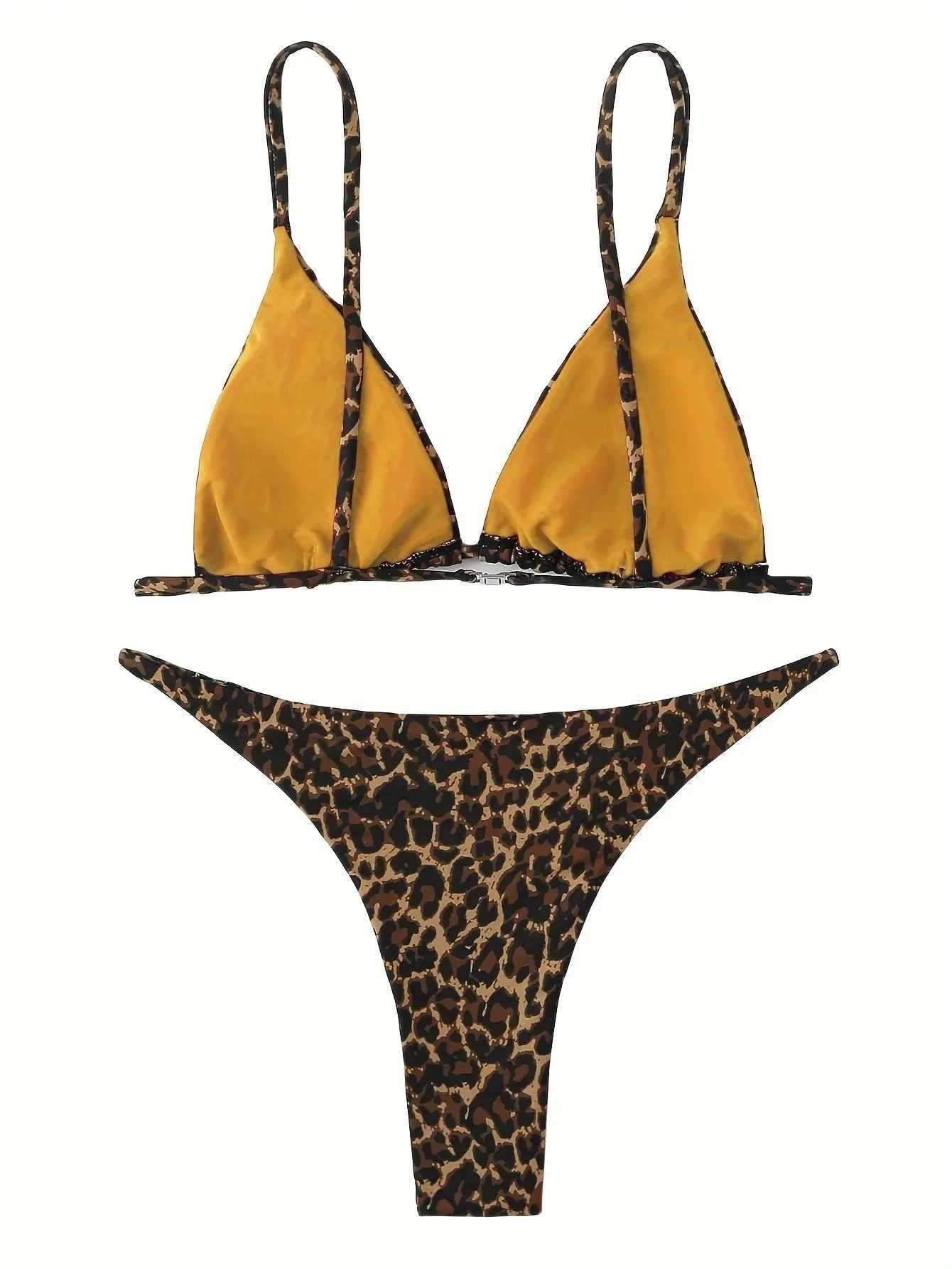 Sexy opard Bikini Suit Women Strap Push Up Swimsuit Three Points Bikini Low Waist Swimwear Women Summer ss BeachwearXJ241212