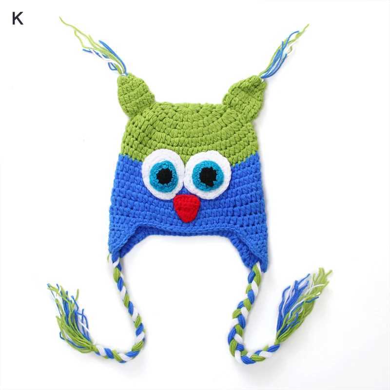 Crochet Baby Owl Hat Multiple Shape Colors Newborn Owl Cap Photo Props Infant Toddler Knitted Beanie With BraidXJ241213