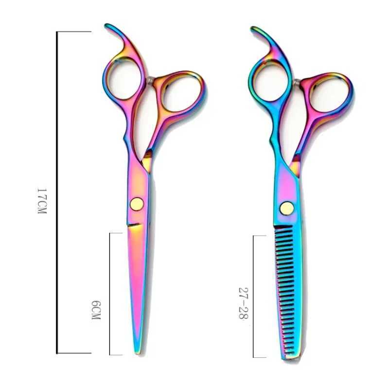 New Arrival Professional Japanese 440c steel 6-inch rainbow hair clipper set hair clipper thin hair clipper Z241213