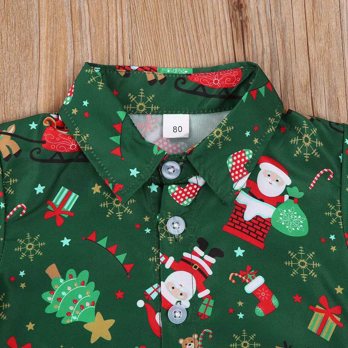 1-6Y Christmas childrens boys clothing set baby cartoon long sleeved shirt with bow pendant shorts wrapped in party Christmas costumes W241213