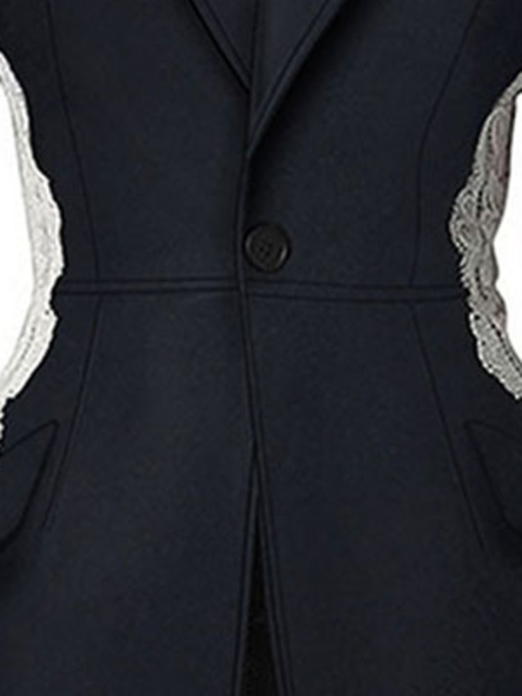 Women's Blazer New Fashion Notched Lace Patchwork Long Sleeve Contrast Suit Jackets Female Spring 2025 17A1298