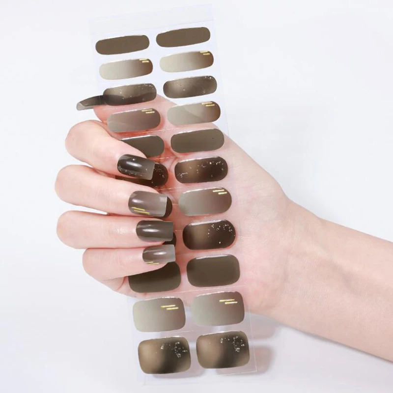 Gel Nail Sticker Durable Nail Strips Handmade Nail Decoration Full Cover Adhesive Press the tip of the false nail 241205