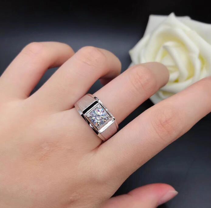 Choucong Lab Moissanite Diamond Wedding Rings Sparkling Luxury Jewelry 925 Sterling Silver Round Cut Zircon Party Eternity Male Open Ring For Men Gift