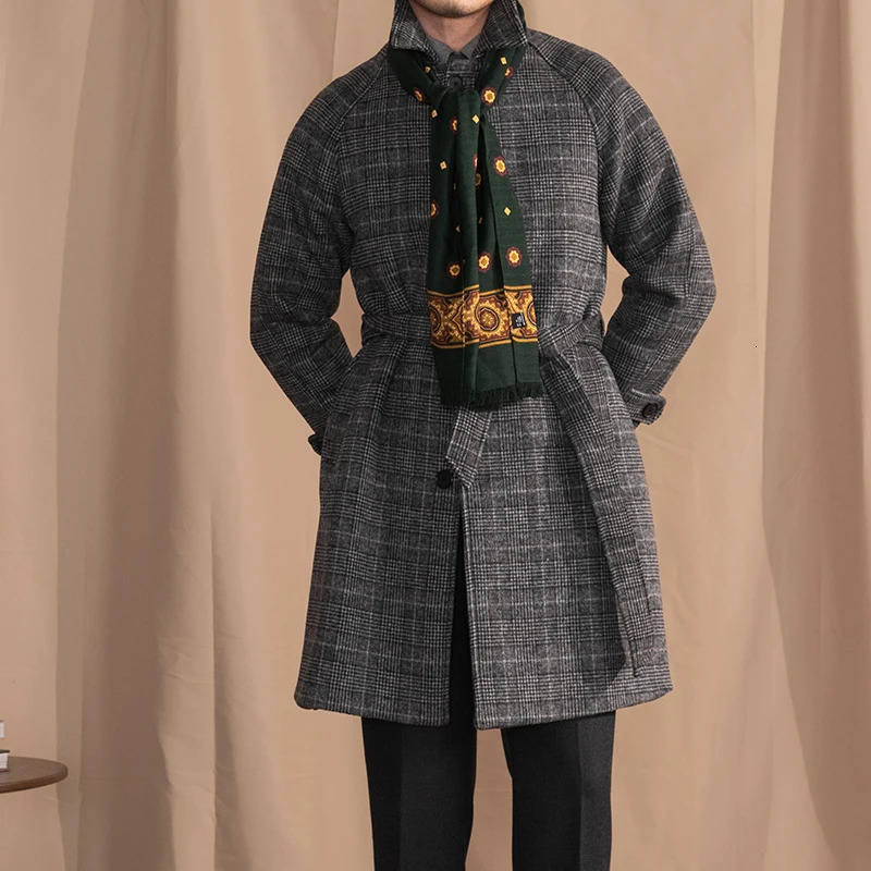Mr Deer Three Winter Gentleman 70% Wool Prince Ge Balmacon Warm Grey Midlength Coat Jacket 241213