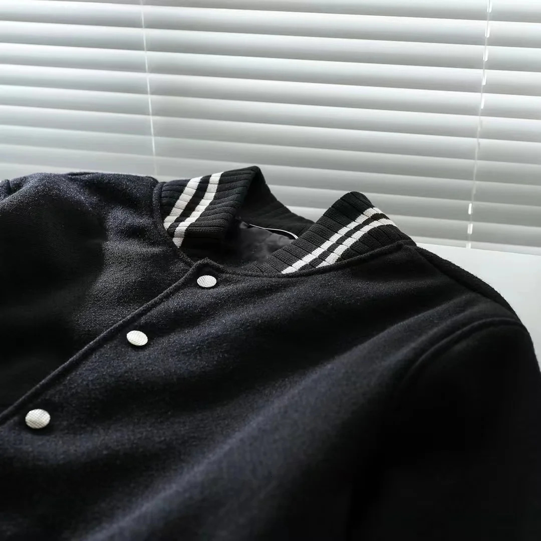 Baseball Uniform y Genuine Leather Jacket Wool Coat Same Style For Men And Women Short Fashion Couple 241213