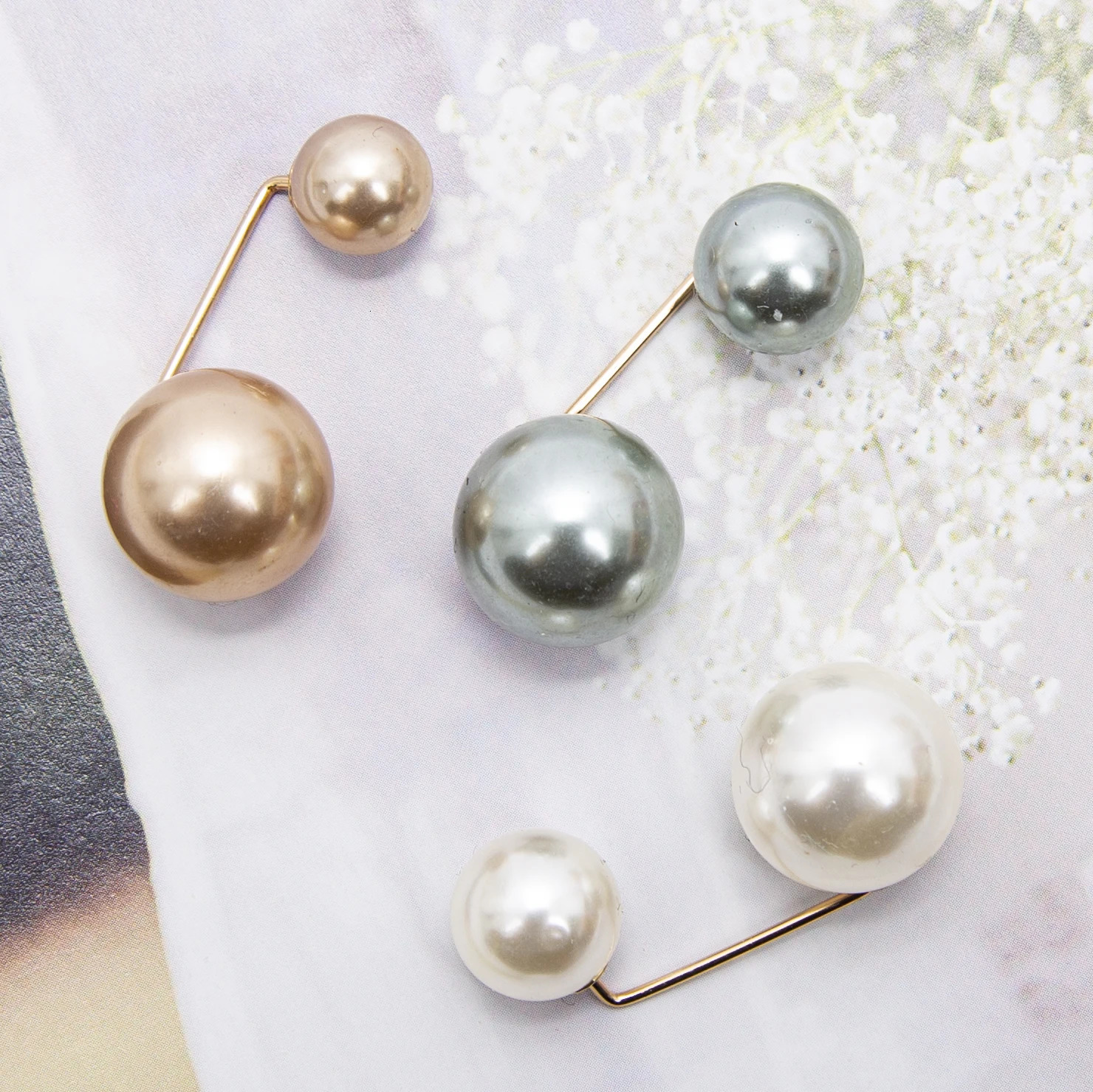 3 piecesset of womens tight waist belt clip double pearl brooch metal lapel sweater cardigan accessory 241210