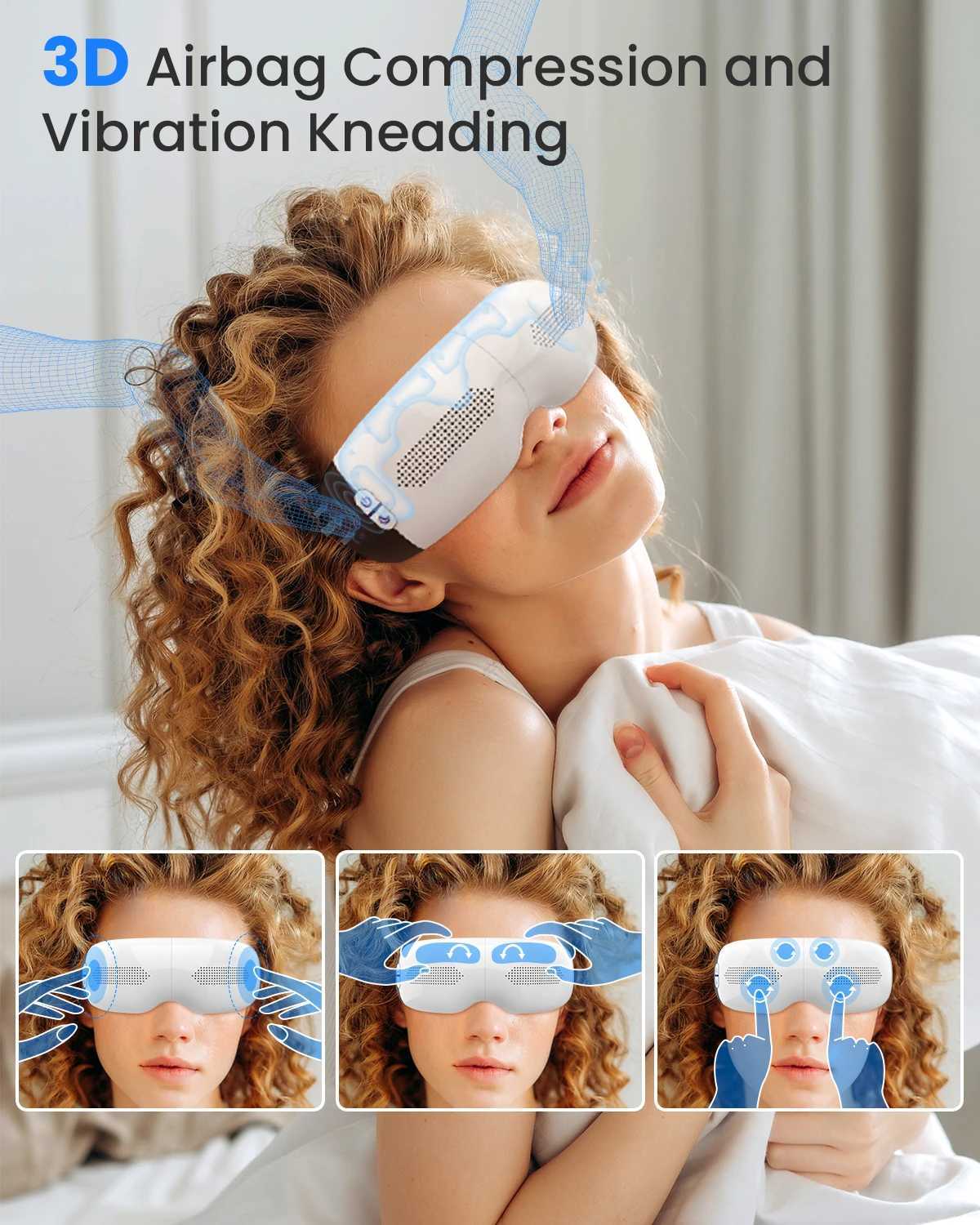 Airsidun eye massager with heated and cooled eye mask used for dark circle inflation 3D Airbag kneading vibration eye massager W241213
