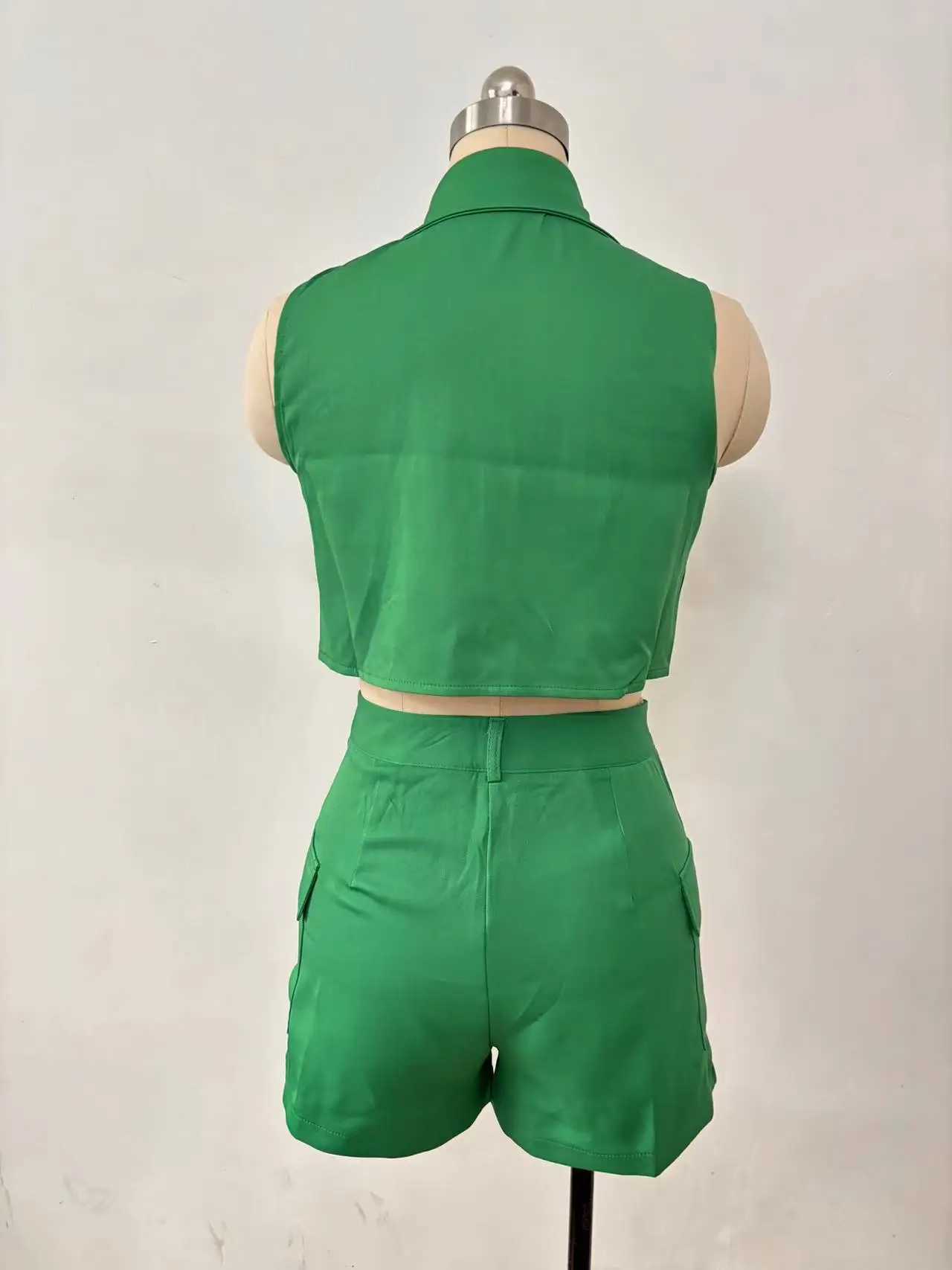 Women's Two Piece Pants Two Piece Sets Womens Outifits 2024 Summer Fashion Elegant Turn-Down Collar Buttoned Top Casual Temperament Shorts Set Y2