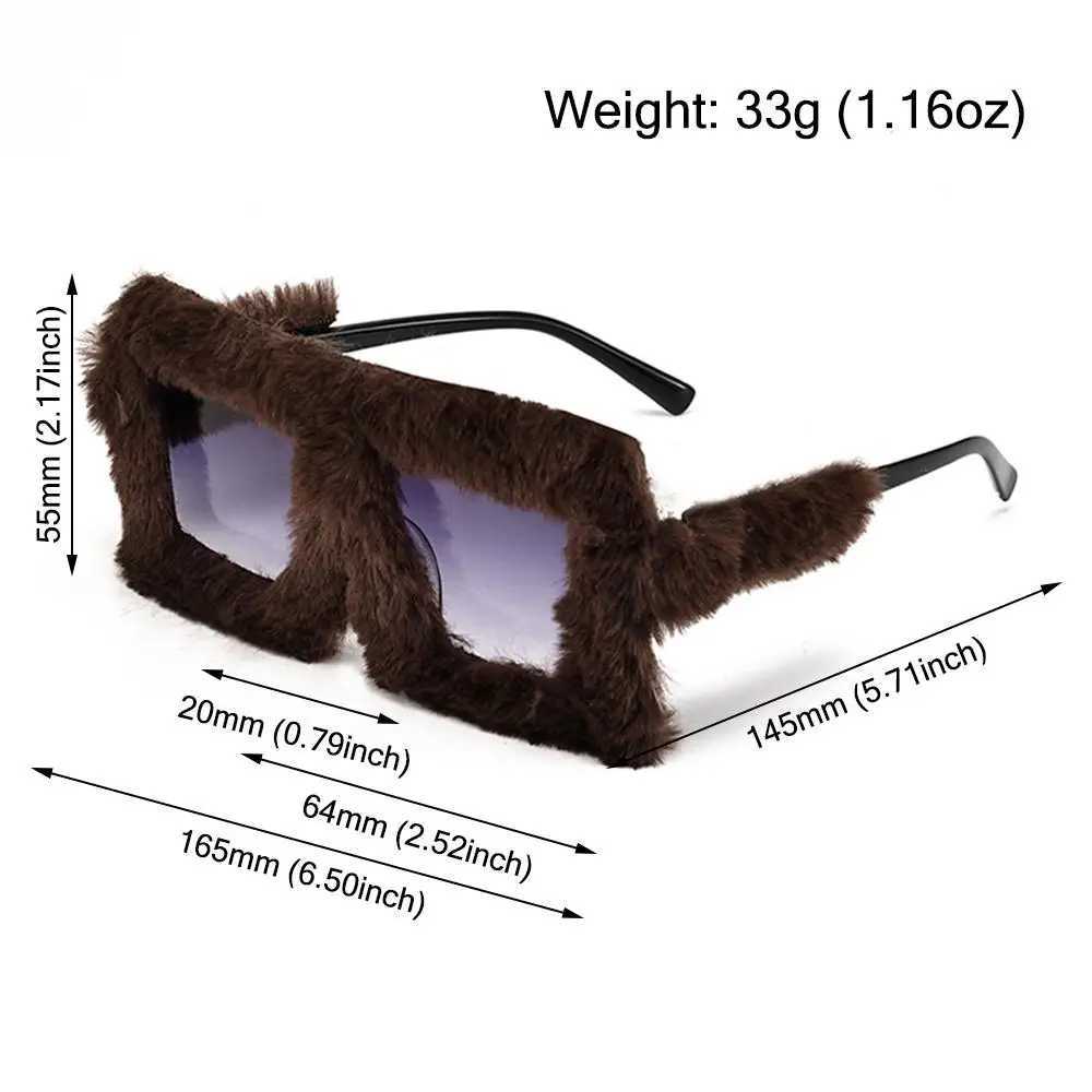 Sunglasses Oversized Plush Sunglasses Style Party Christmas Halloween Cosplay Winter Shades Soft Fluffy Square Frame Sun Glasses for Women H241213