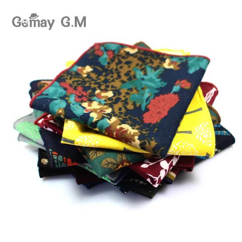 Fashion set floral print pocket square 25cm * 25cm mens cotton handle headscarf womens Hanji W241213