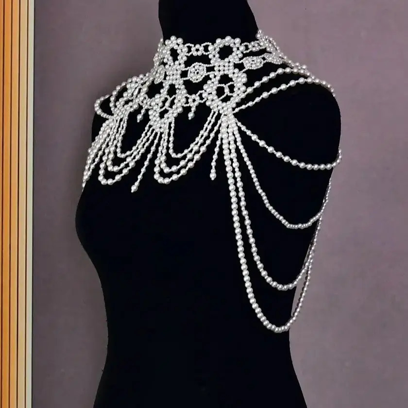 The latest Chinese n body chain accessories Fashion multilayer pearl chest y 241213