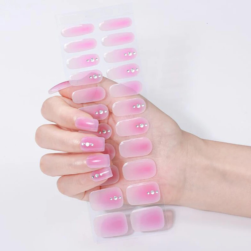 Gel Nail Sticker Durable Nail Strips Handmade Nail Decoration Full Cover Adhesive Press the tip of the false nail 241205