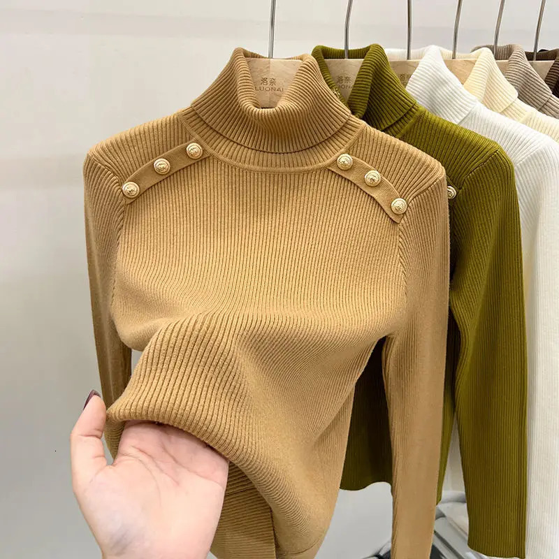 2024 Autumn and Winter Cashmere Sweater Womens Turtleneck Long sleeved Knit Pullover Slim 241203
