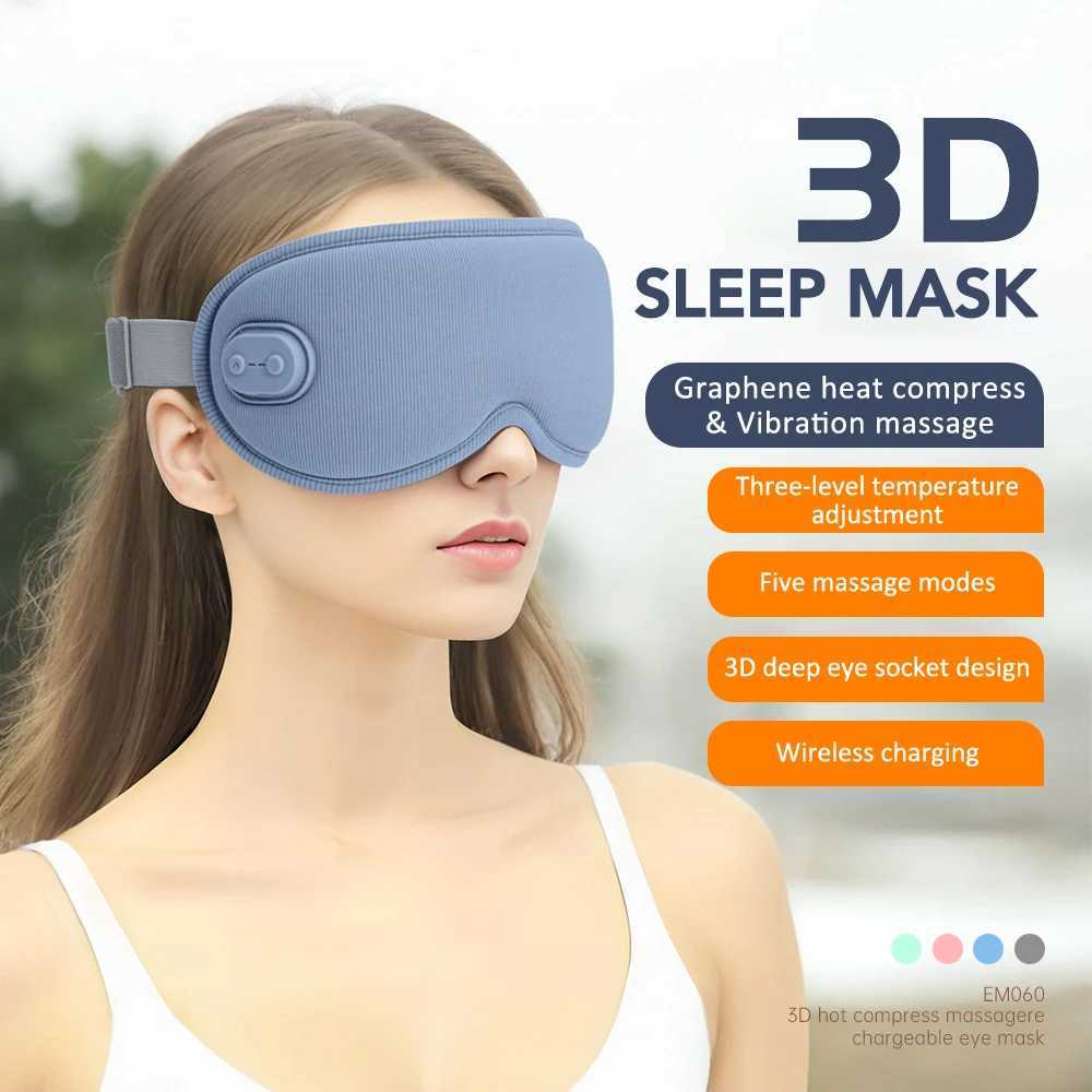 USB Sleep Eye Mask Electric Heating Compression 5 Vibration Mode Eye Massager 3D Eye Protection Reduce Dark Cycles W241213