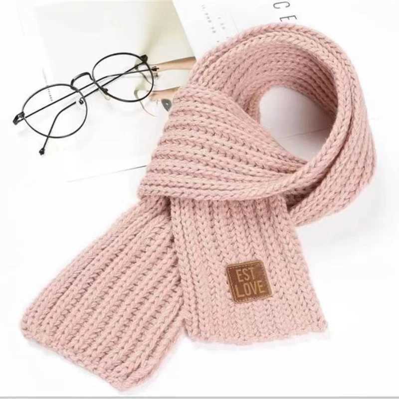 Scarves Wraps Fashion Warm Kids Scarf Thick Outdoor Neck Warmer Winter Soft Knitted Scarf Baby Boys Girls H241213
