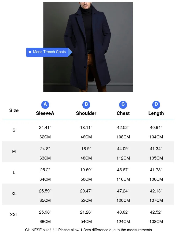 Autumn Winter Mens Trench Coats y Male MidLong Warm Wool Jackets Casual Business Comfortable Overcoat Clothing 241213