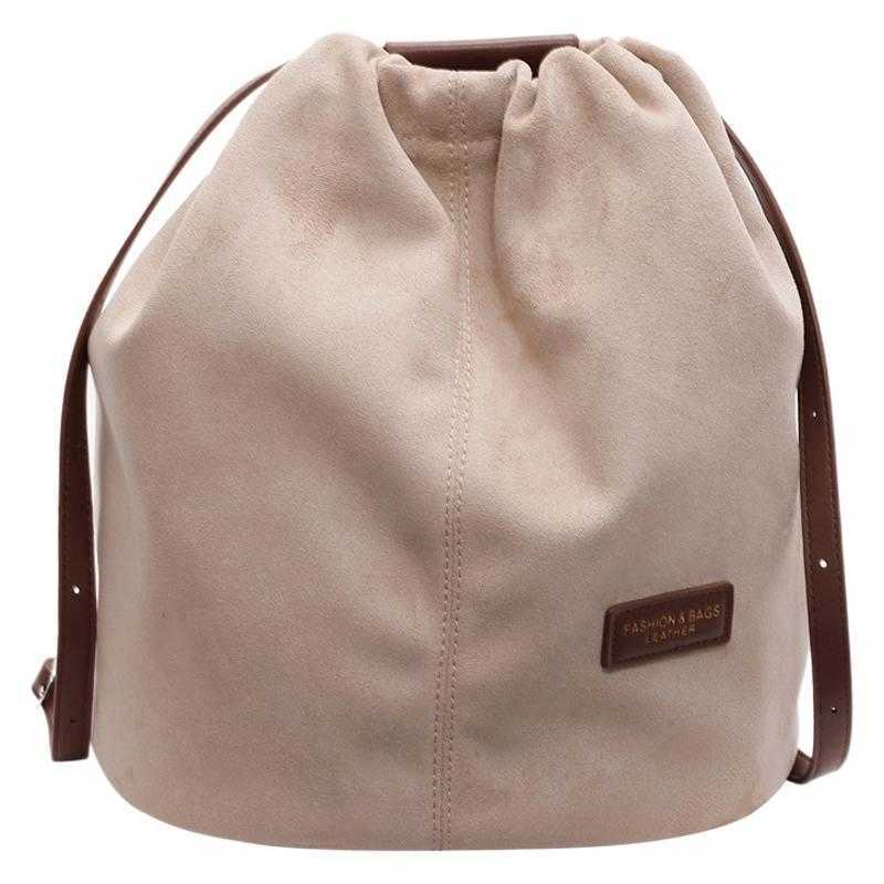 backpack with women's casual splicing design, suede bucket bag, versatile and simple single shoulder plush bag 241215