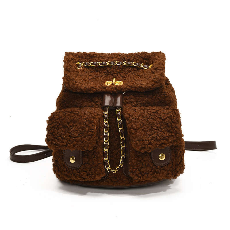 Lamb hair small fragrant style for women in spring 2025, new niche fashion commuting large capacity backpack trend