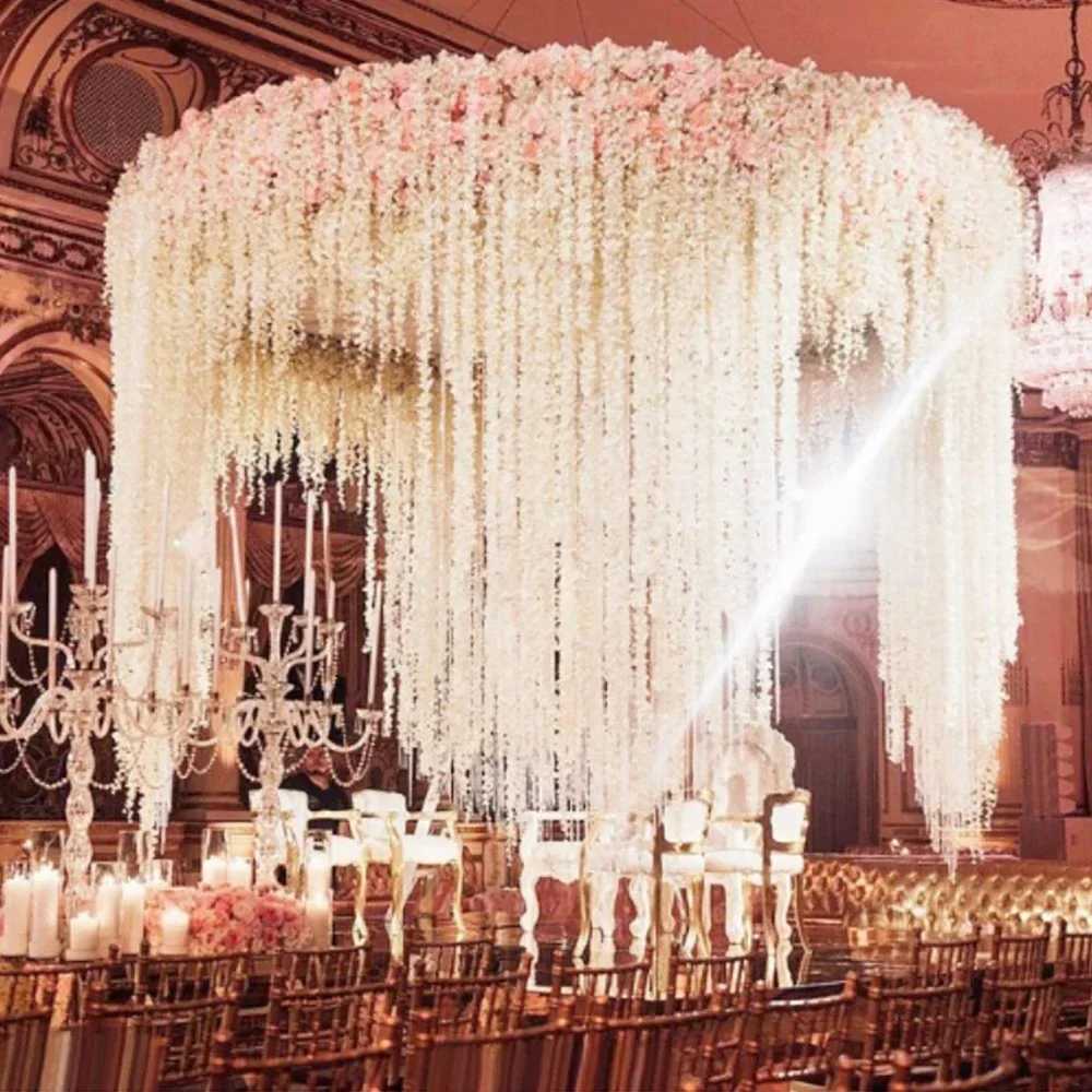 40/10pcs Artificial Flowers Wisteria Wedding Garland Wall Hanging Decor Artificial Flowers Garland for Garden Party Wedding HomeXJ241212