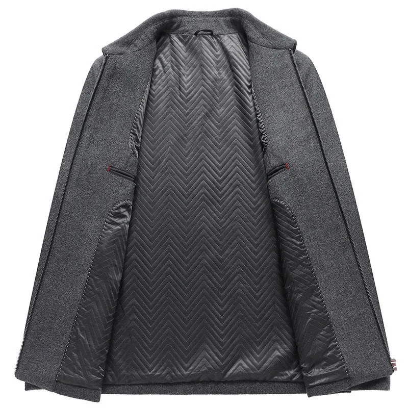 Autumn Winter Mens 100% Wool Jacket Business Casual Overcoat Mid Age Lapel Cropped Men 241213