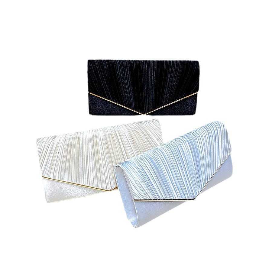 Clutch Bag Fashionable Milan Fabric Folding Hand-held Bag Portable Chain Banquet Bag Large Capacity Women Tote Bag Multi-color Versatile 240920