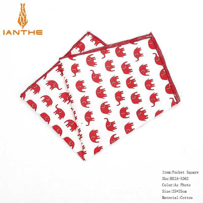New high-quality mens 100% pure cotton animal handle suitable for mens fish bear printed pocket square chest towel set 25 * 25cm W241213