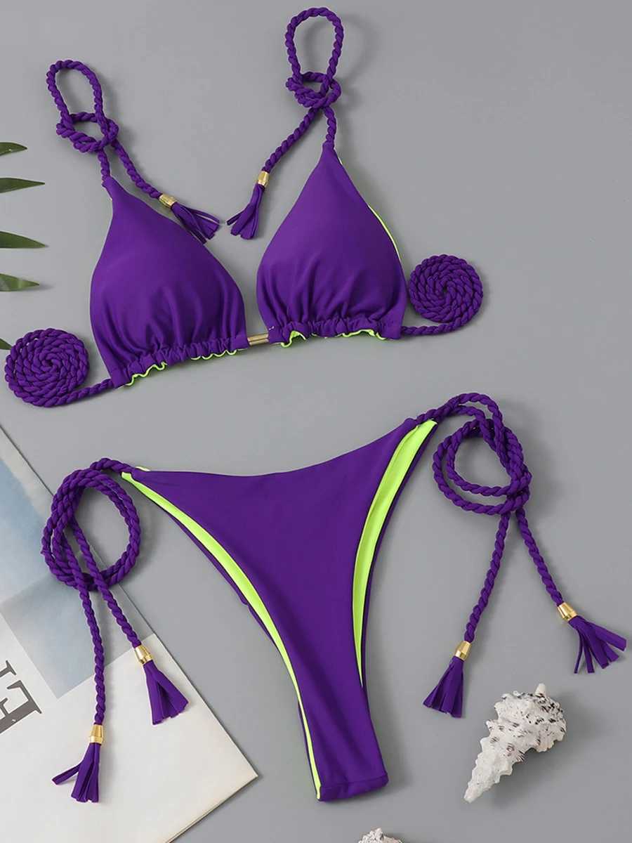 2023 Triang String Bikini Women Sexy Brazilian Swimsuit Tie Side Thong Swimwear Fa Bathing Swimming Suit Summer BeachwearXJ241212