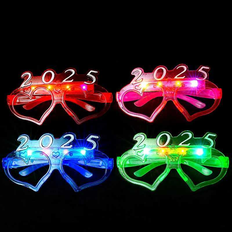 Sunglasses 1-20pcs LED 2025 Light Up Glow Glasses Neon Party Love Heart Flash Sunglasses for Adults Kids Christmas New Year Party Supplies H241213