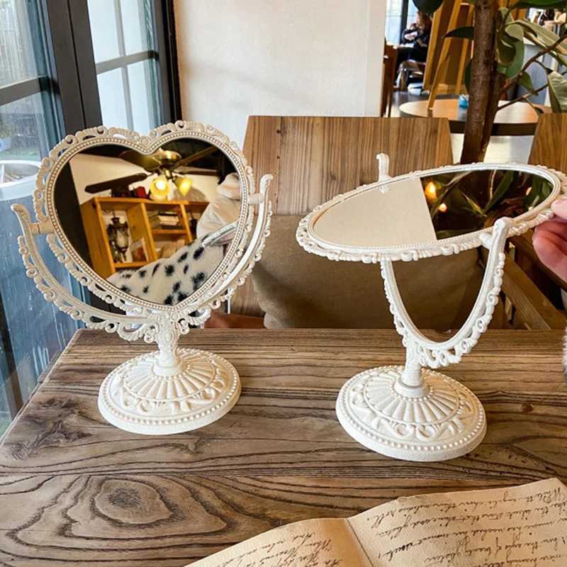 Cosmetic Heart-Shaped Mirror Functional Durable Desk Type Vintage European Style Makeup Mirror For Makeup Pocket Compact MirrorsXJ241213