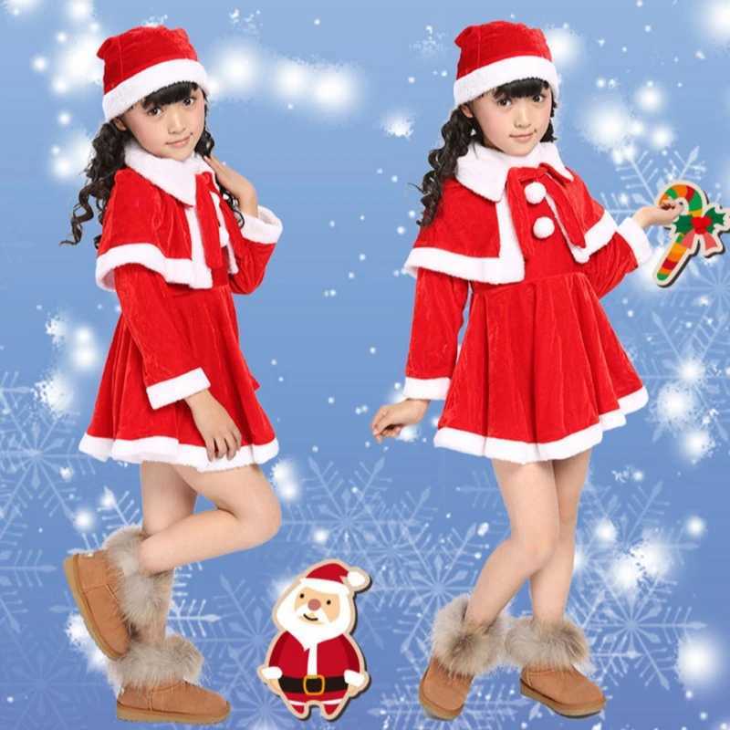 Christmas costume childrens dress up boys and girls performance costume set Santa Claus costume hat+cloak+tight fitting clothes or hat+top+pants+belt 