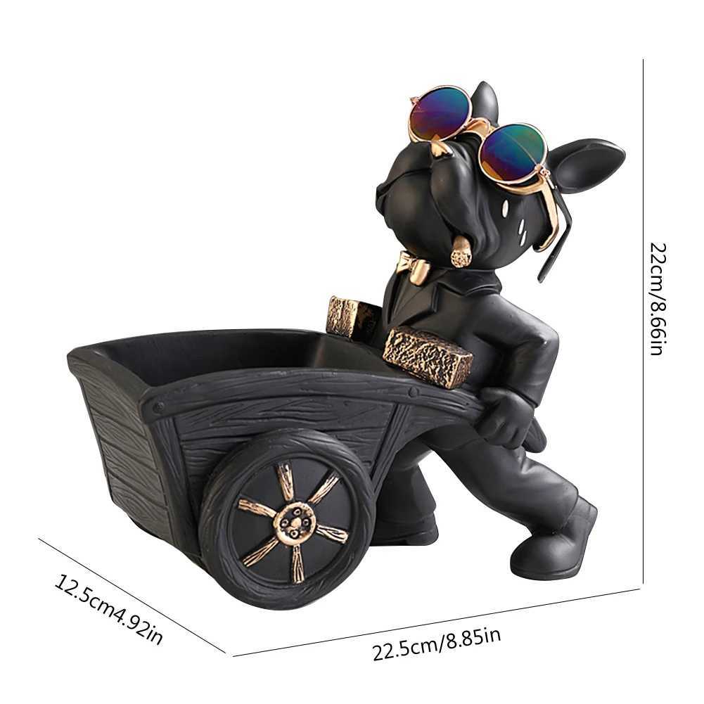 Bldog Cool Sculpture Dog Ornament Butler Storage Box with Tray Nordic Table Decoration Resin Sculpture Coin Piggy Bank Y250509