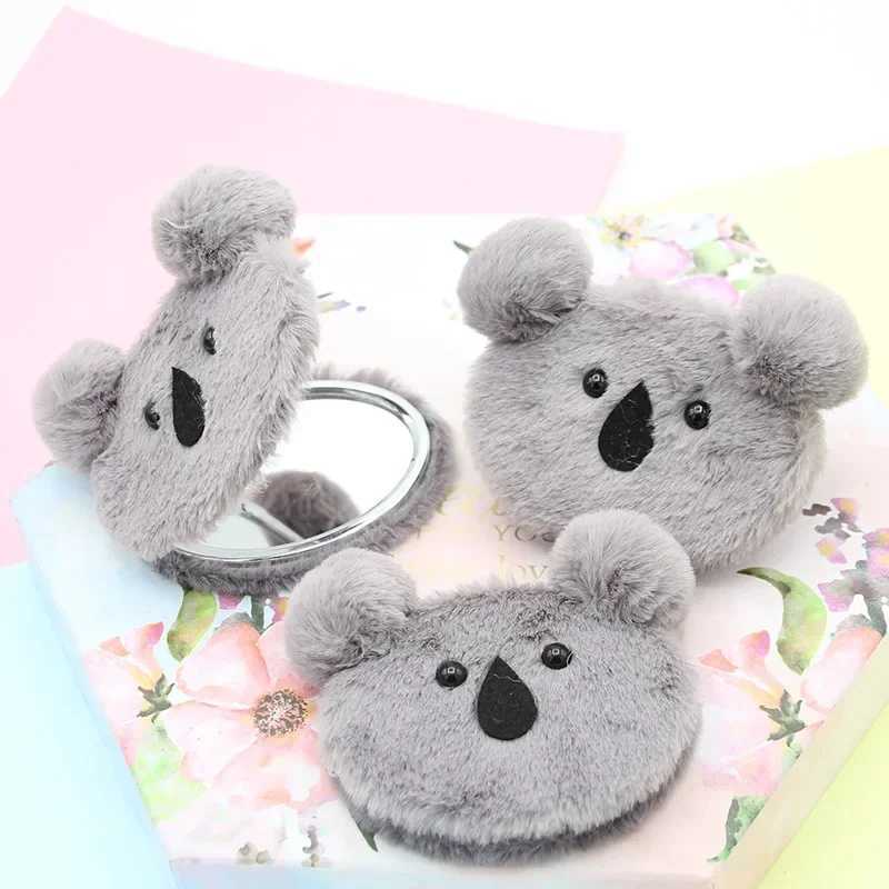 Cute Plush Cosmetics Mirror Mini Makeup Mirror Decorative Mirrors Portable Double-sided Folding Mirror Pocket Beauty toolsXJ241213