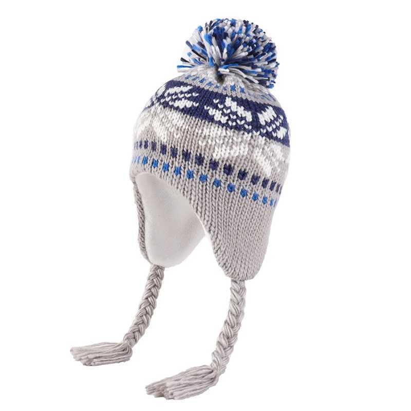 Snowflake Knitted Hat for Women Outdoor Warm Ear Protection Hair Ball Hat Winter Hats for Girl Baby Caps for Girl XJ241213