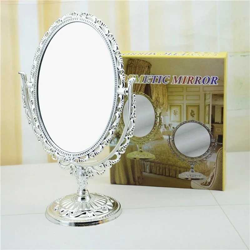 European Style Palace Carving Makeup Mirror Vintage Floral Oval Handhold Mirror Home Decor Makeup MirrorXJ241213