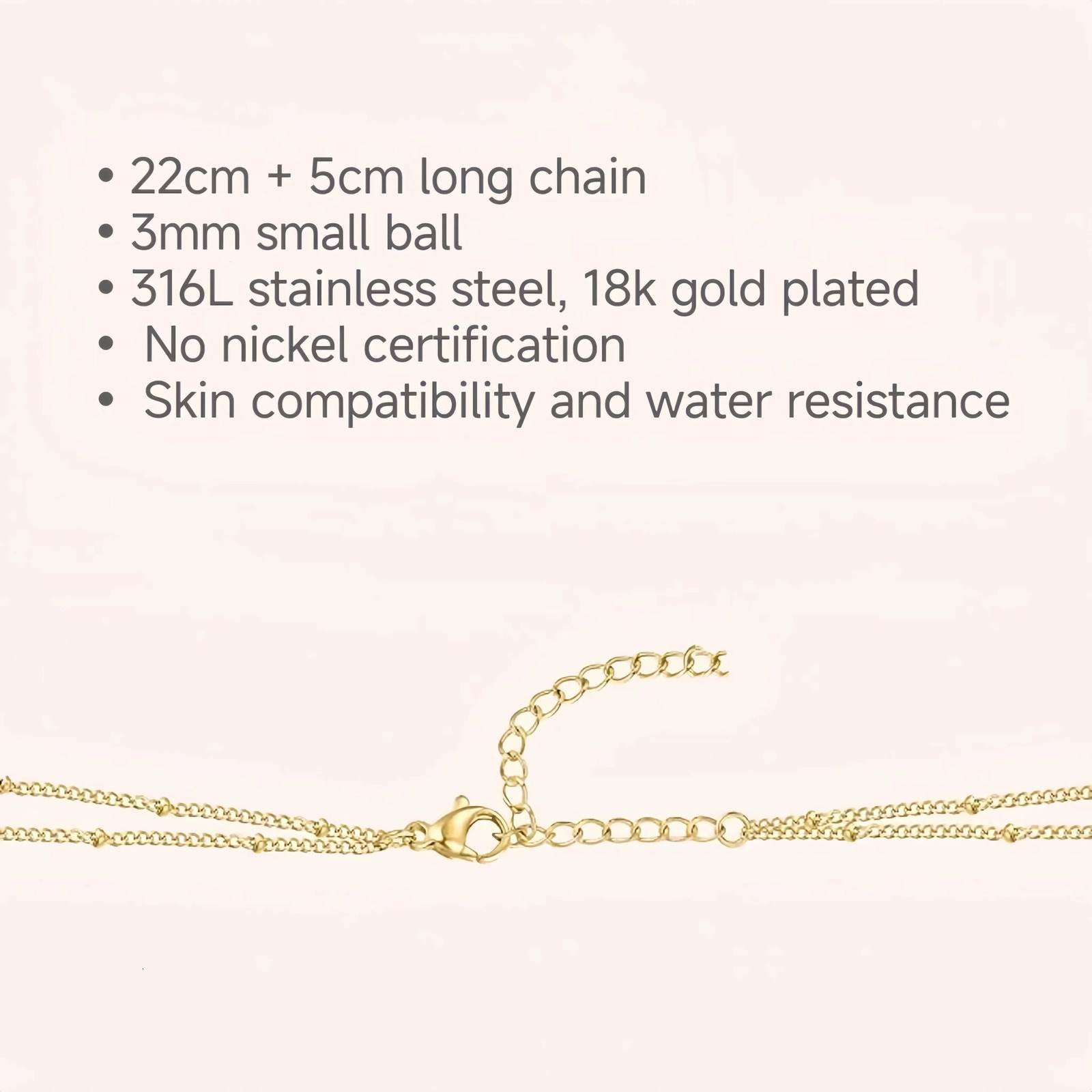 Womens stainless steel bead anklet 2024 fashion casual trend niche n sexy small doublelayer jewelry gift 241210