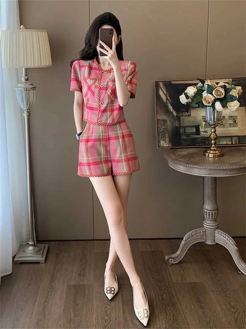 Women's Two Piece Pants Summer Cool Sasa Pulling Sister Bombing Strt Reducing Age Fashionable Western Style Small Fragrance Set Womens Summer Hig