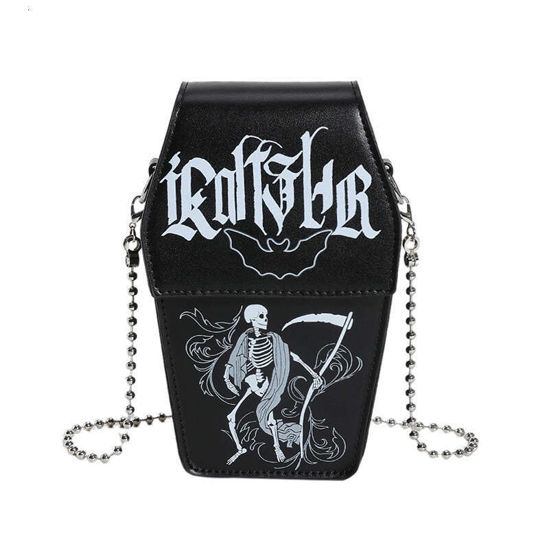 Internet celebrity gothic style bag for women, niche parody, dark themed skeleton small square versatile chain crossbody bag, 2024 new casual fashion 