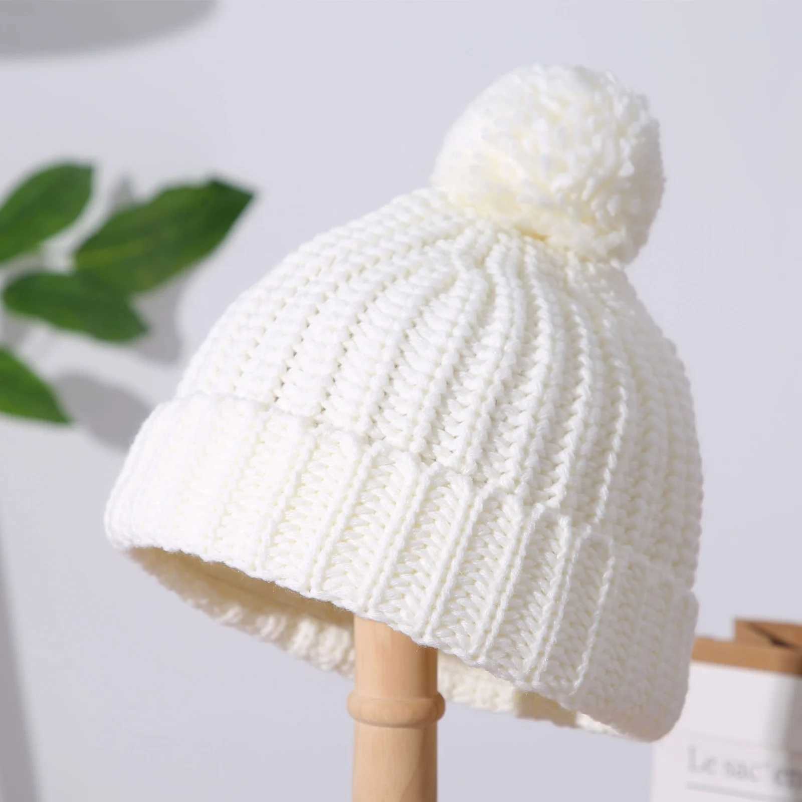 Pudcoco Kids Knit Hat Cute Soft Thickened Solid Color Beanie Warm Winter Cap for Baby Girls BoysXJ241213