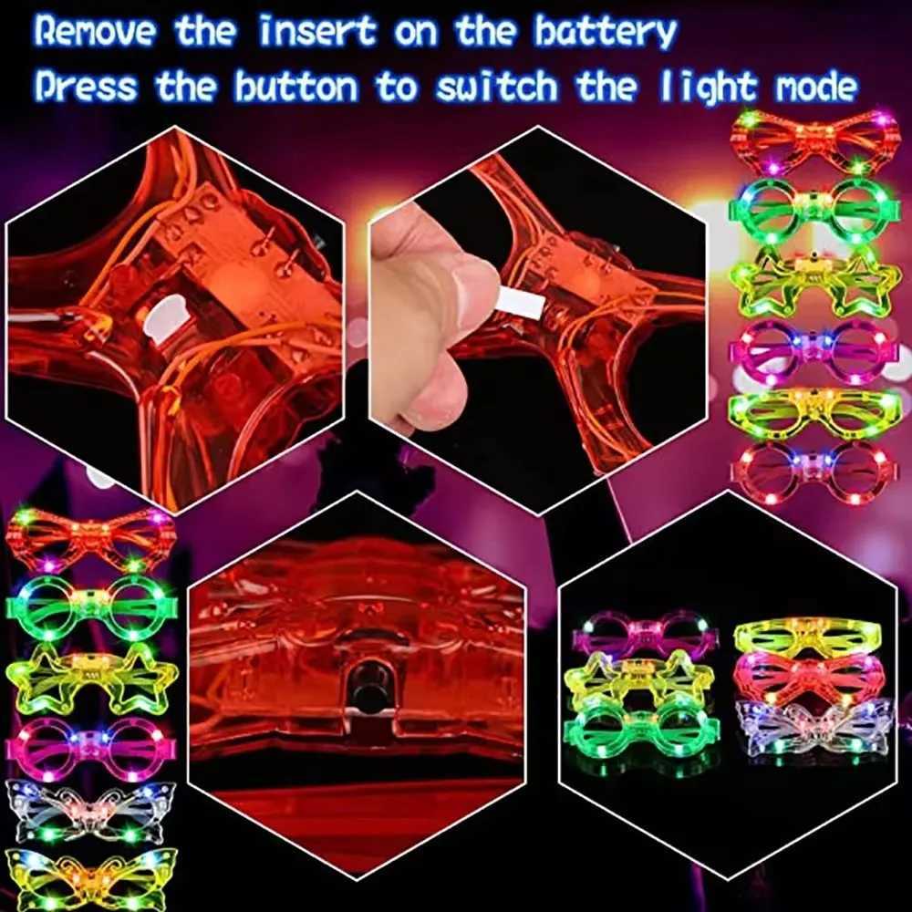 Sunglasses 10/20/30/40/50 Pcs LED Light Up Glasses Glow In The Dark Neon Party Supplies for Kids Adults Birthday Decoration H241213NQ82